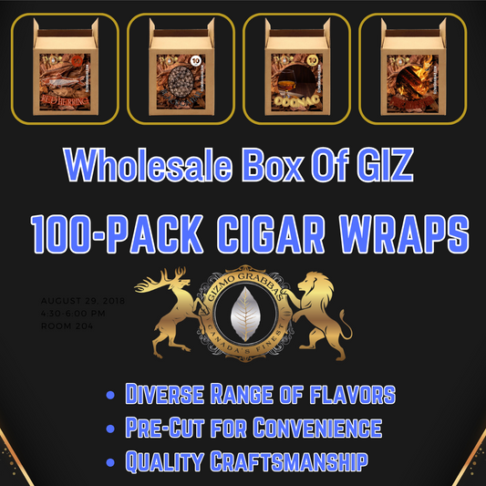 Wholesale Excellence: Bulk Gizmo Grabbas Pre-Cut Cigar Wraps - 100 Quality Cuts Per Box